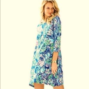 Lilly Pulitzer Edna Swing Shift dress Sz S Hanging with Fronds Print